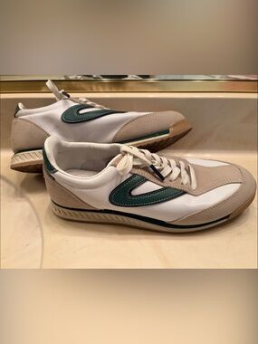 Tretorn White, Beige & Dark Green Women's Athletic Sneakers